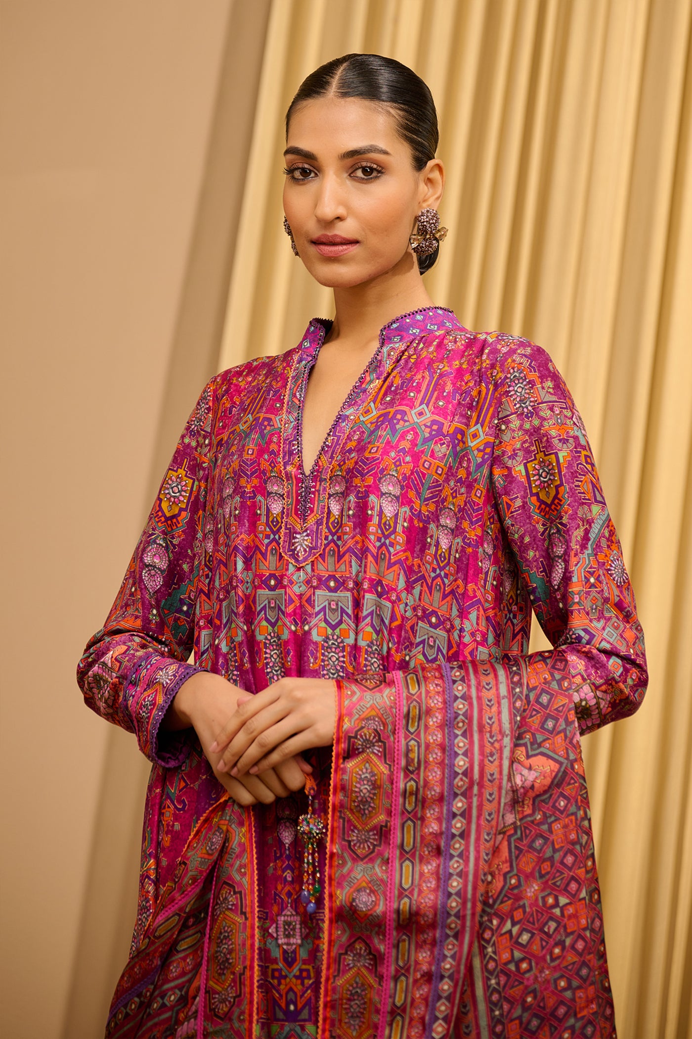 Tarun Tahiliani Printed Kalidar Kurta Set indian designer wear online shopping melange singapore