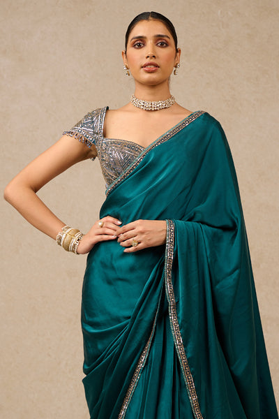 Tarun Tahiliani Saree Blouse Teal indian designer wear online shopping melange singapore