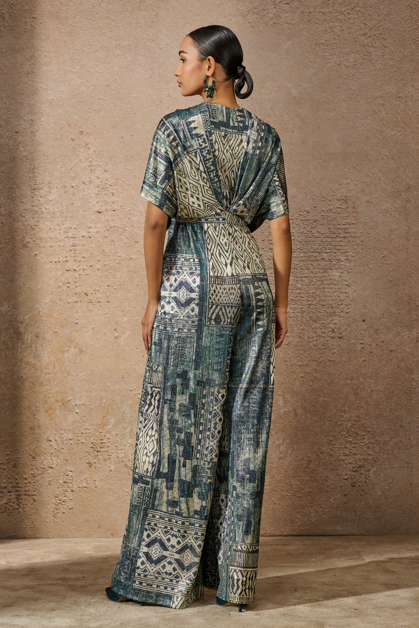 Tarun Tahiliani Signature Printed Jumpsuit Peacock indian designer wear online shopping melange singapore