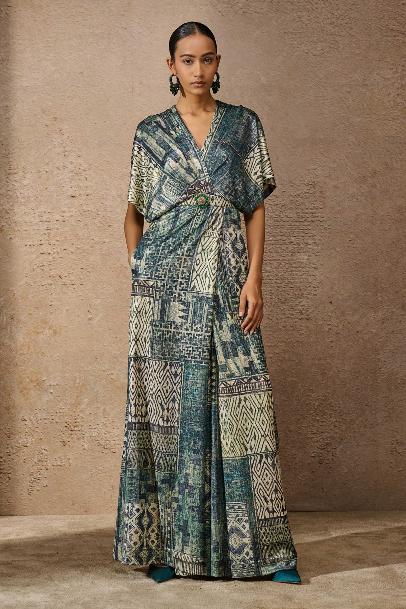 Tarun Tahiliani Signature Printed Jumpsuit Peacock indian designer wear online shopping melange singapore