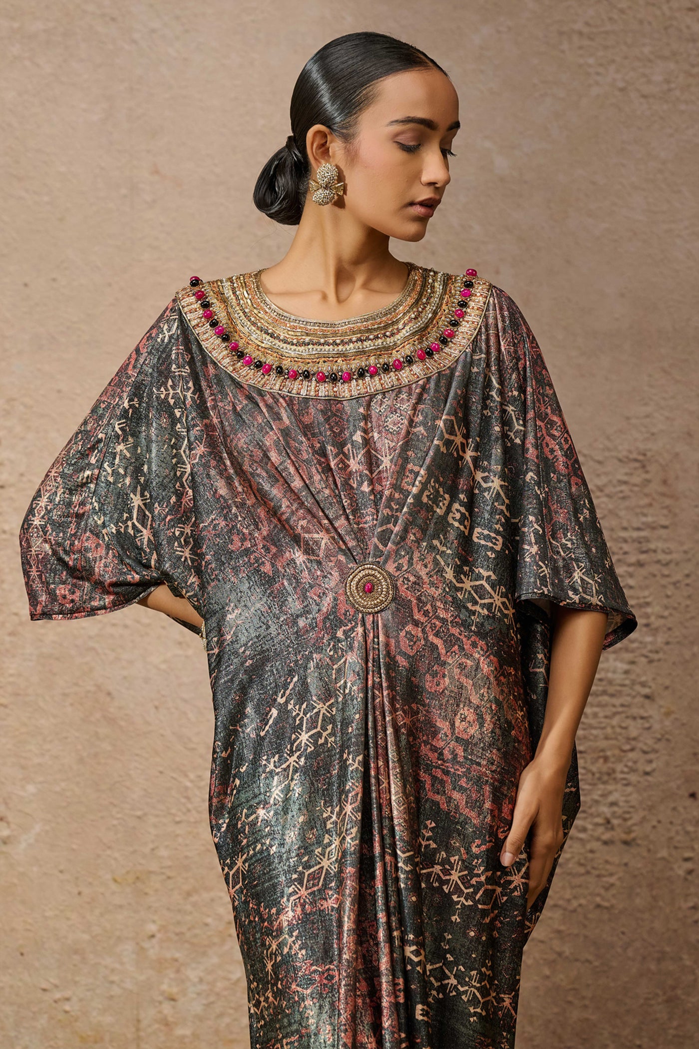 Tarun Tahiliani Signature Printed Kaftan Dress indian designer wear online shopping melange singapore