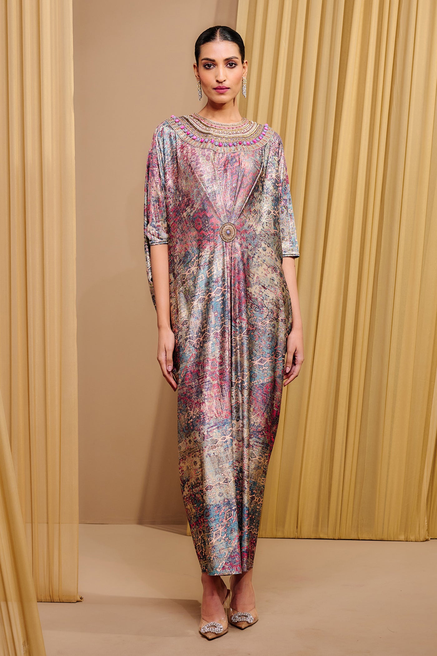 Tarun Tahiliani Signature Printed Kaftan Dress indian designer wear online shopping melange singapore