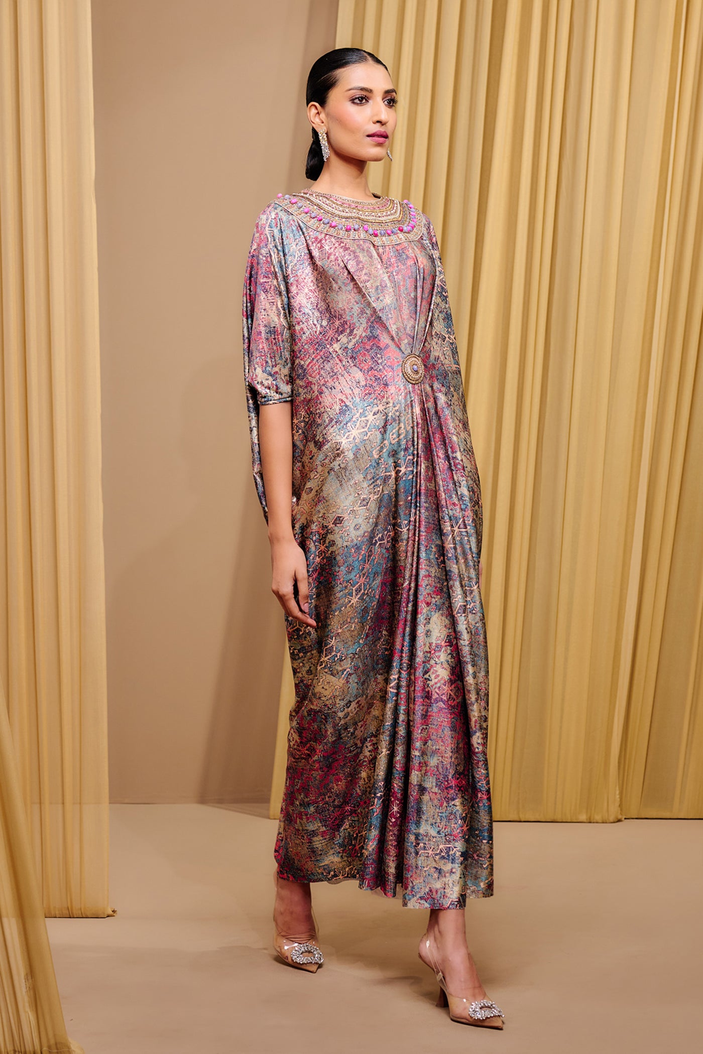 Tarun Tahiliani Signature Printed Kaftan Dress indian designer wear online shopping melange singapore