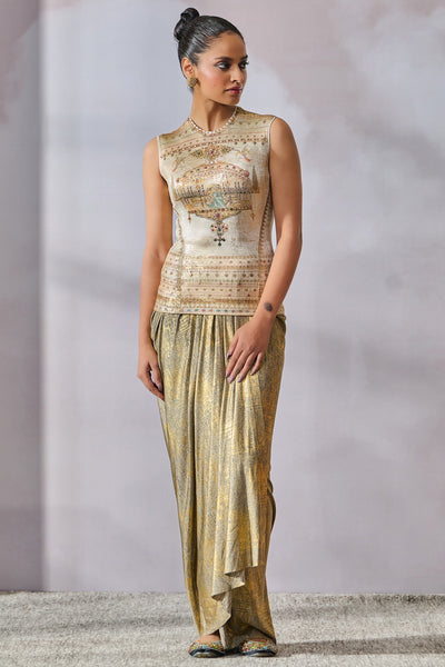 Tarun Tahiliani T-shirt Ivory indian designer wear online shopping melange singapore