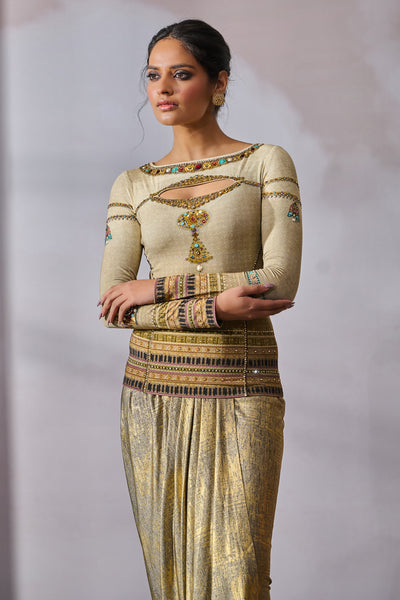 Tarun Tahiliani T-shirt Oyster indian designer wear online shopping melange singapore