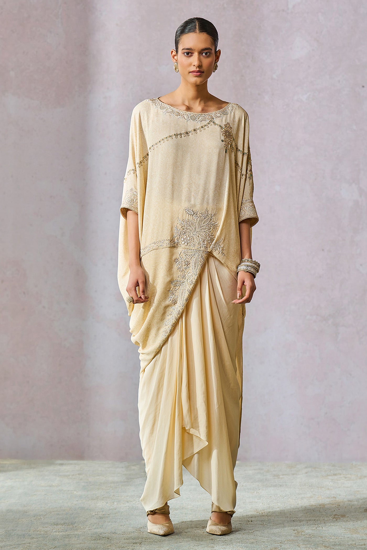 Tarun Tahiliani Top Dhoti Ecru indian designer wear online shopping melange singapore