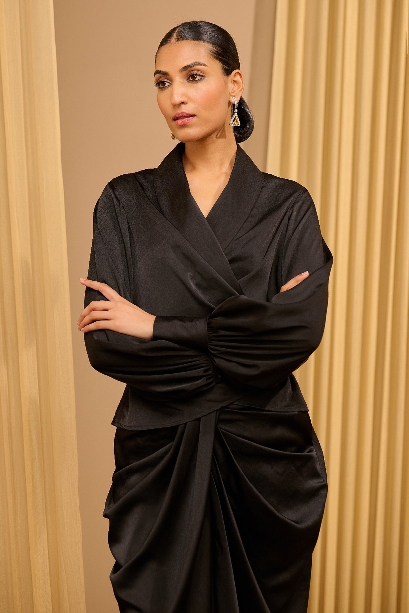 Tarun Tahiliani Wrap-Around Draped Top indian designer wear online shopping melange singapore