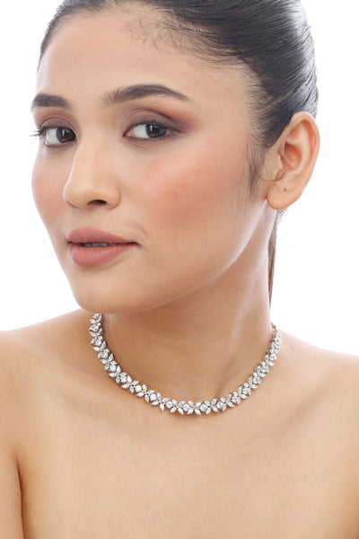 Tesoro Classic Floral Swarovski Choker Necklace indian designer wear online shopping melange singapore