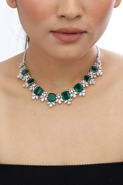 Tesoro Emerald Cut Green Choker Necklace indian designer wear online shopping melange singapore