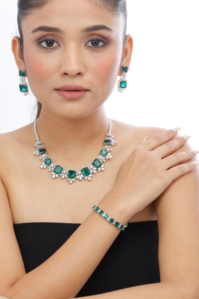 Tesoro Emerald Cut Green Choker Necklace indian designer wear online shopping melange singapore