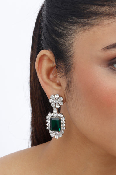 Eye Catching Emerald Cut Green Earrings