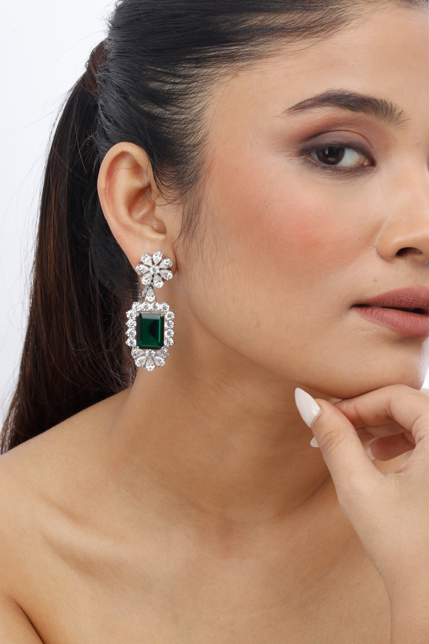 Eye Catching Emerald Cut Green Earrings