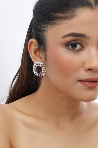Tesoro Oversized Amethyst Tops Earrings indian designer wear online shopping melange singapore