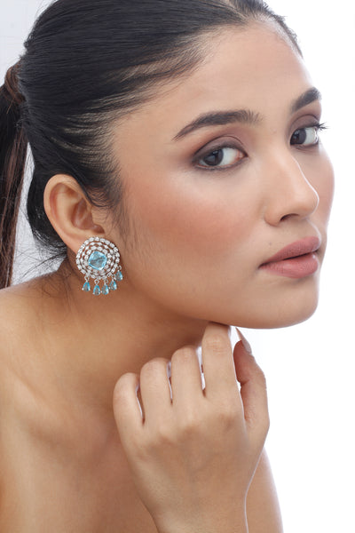 Tesoro Princess Cut Blue Crystals Danglers indian designer wear online shopping melange singapore
