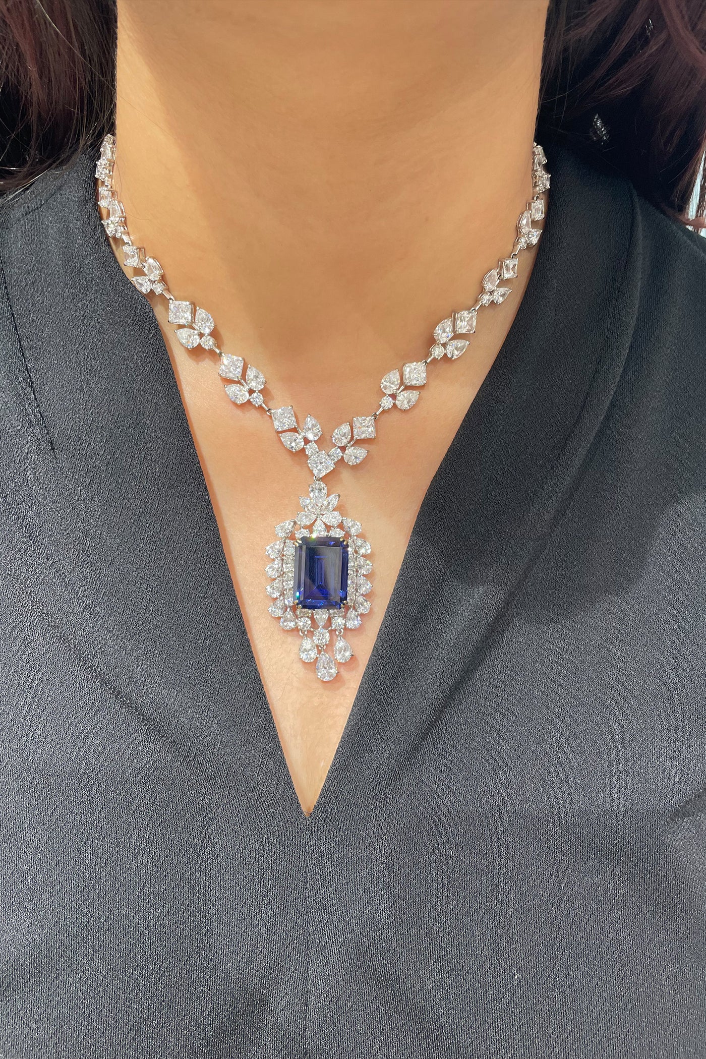 Tesoro Royalty With This Stunning Cocktail Swarovski Necklace indian designer wear online shopping melange singapore