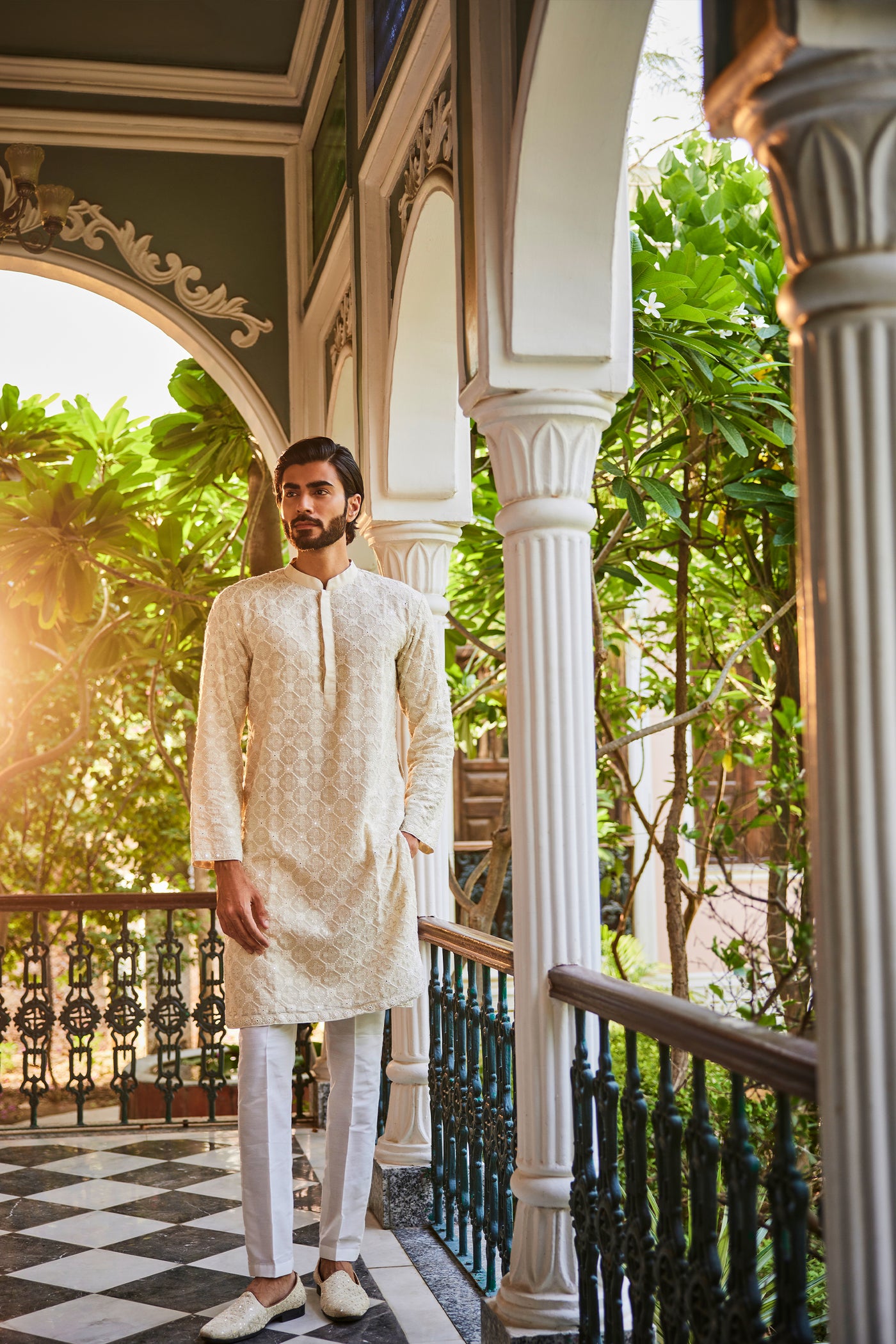 The Story Brand Menswear Lucas Kurta In Champagne indian designer wear online shopping melange singapore