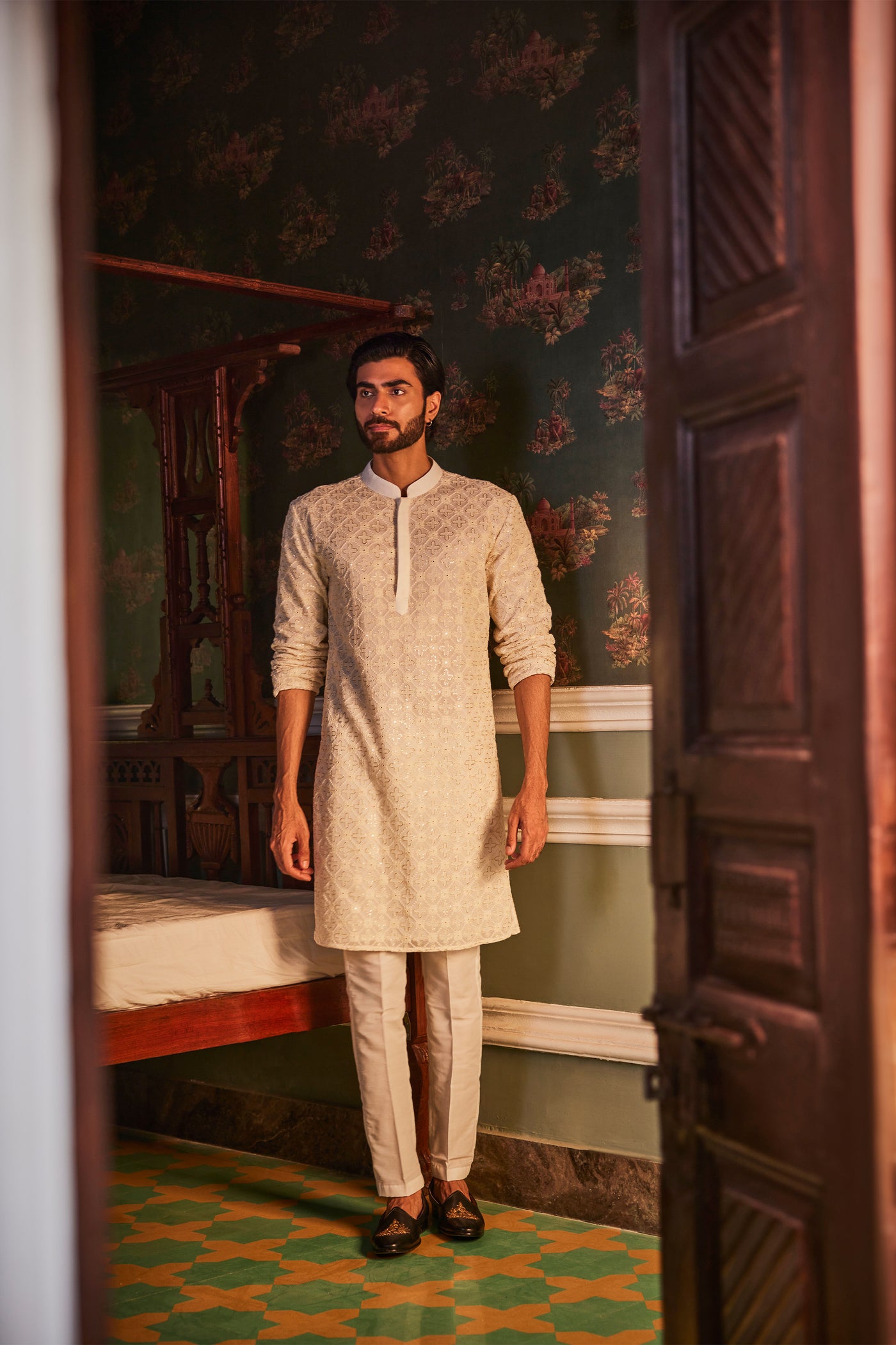 The Story Brand Menswear Lucas Kurta In Ivory indian designer wear online shopping melange singapore