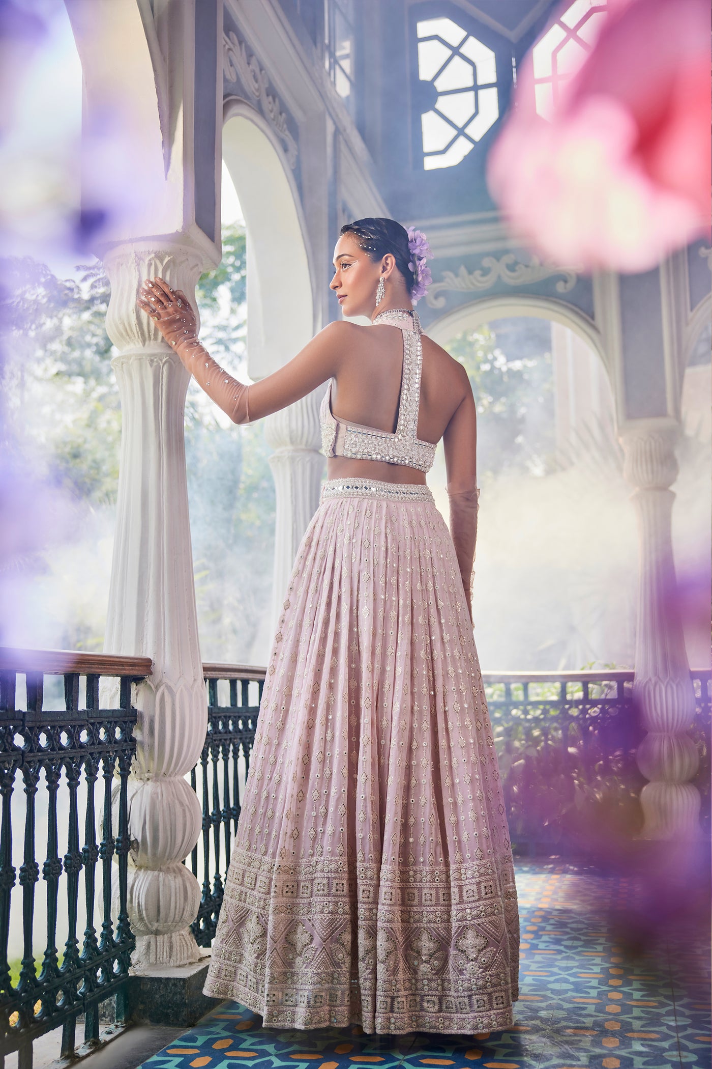 The Story Brand Ira Lehenga With T-back Blouse In Dusty Pink indian designer wear online shopping melange singapore
