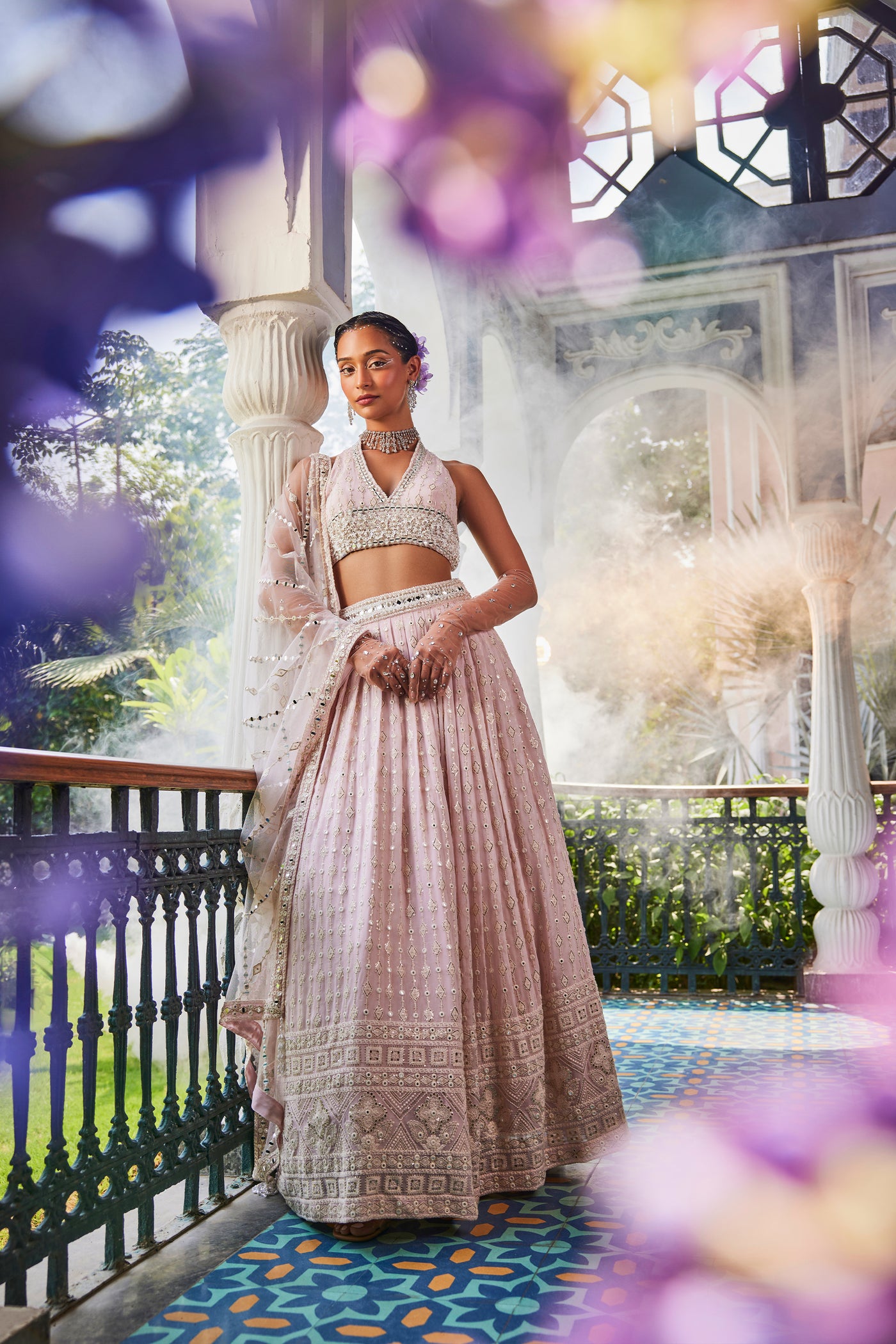 The Story Brand Ira Lehenga With T-back Blouse In Dusty Pink indian designer wear online shopping melange singapore
