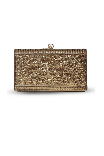 The Tan Clan Arya Embellished Brass Clutch Womenswear Indian Designer Wear Online Shopping Melange Singapore Gold