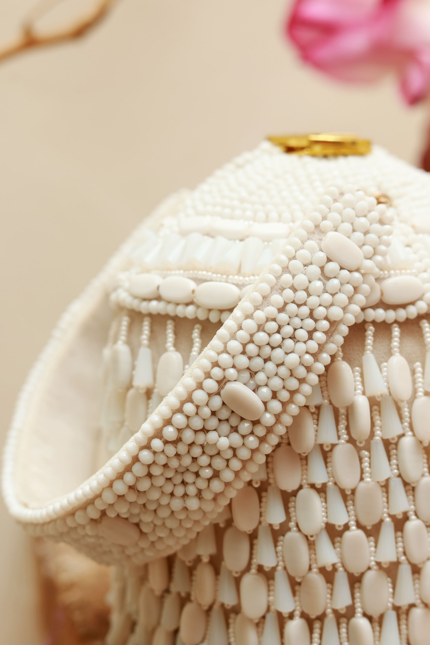 The Tan Clan Bella Round Embellished Bag with Handle White Womenswear Melange Singapore Online Shopping