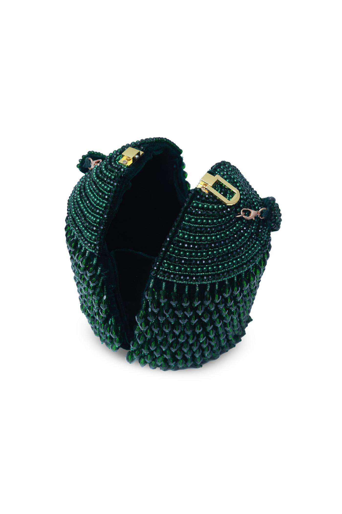 The Tan Clan Emma Round Embellished Bag with Handle Womenswear Green Indian Designer Wear Melange Singapore Online Shopping