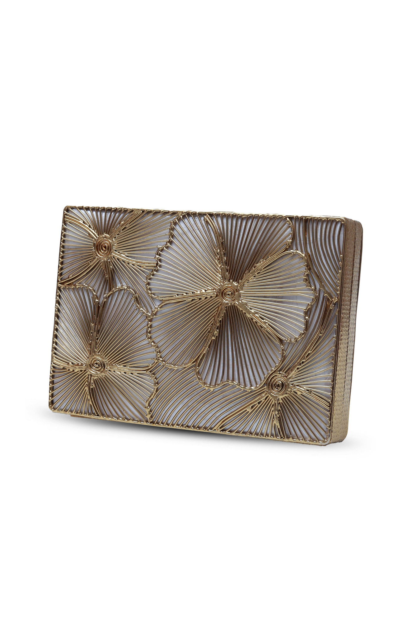 The Tan Clan Isa Mother of Pearl Clutch Womenswear Gold Melange Singapore Indian Designer Wear Online Shopping