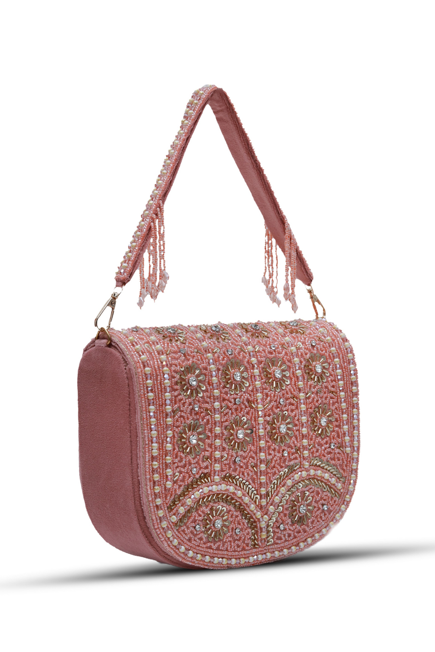 The Tan Clan Kavya Pink Flap Over Bag with Handle Womenswear Indian Designer Wear Melange Singapore Gifting