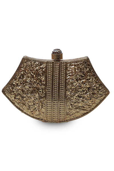 The Tan Clan Nitya Intricate Embellished Brass Clutch Womenswear Gold Indian Designer Wear Online Shopping Melange Singapore