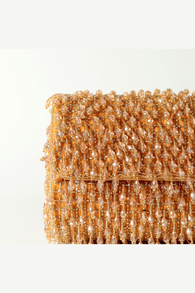 The Tan Clan Rosa Golden Beaded Flap Over Clutch Bag indian designer wear online shopping melange singapore