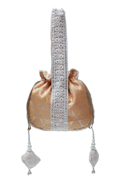 The Tan Clan Ruhi Potli Bag with Handle Yellow Indian Designer Wear Melange Singapore Online Shopping Womenswear Gifting