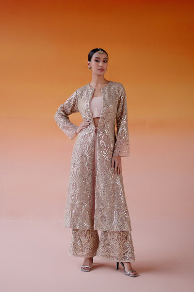 Twenty Nine Long V Neck Tassel Jacket indian designer wear online shopping melange singapore