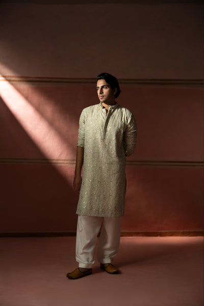 Twenty Nine Mint Green Chikankari Kurta Set indian designer wear online shopping melange singapore