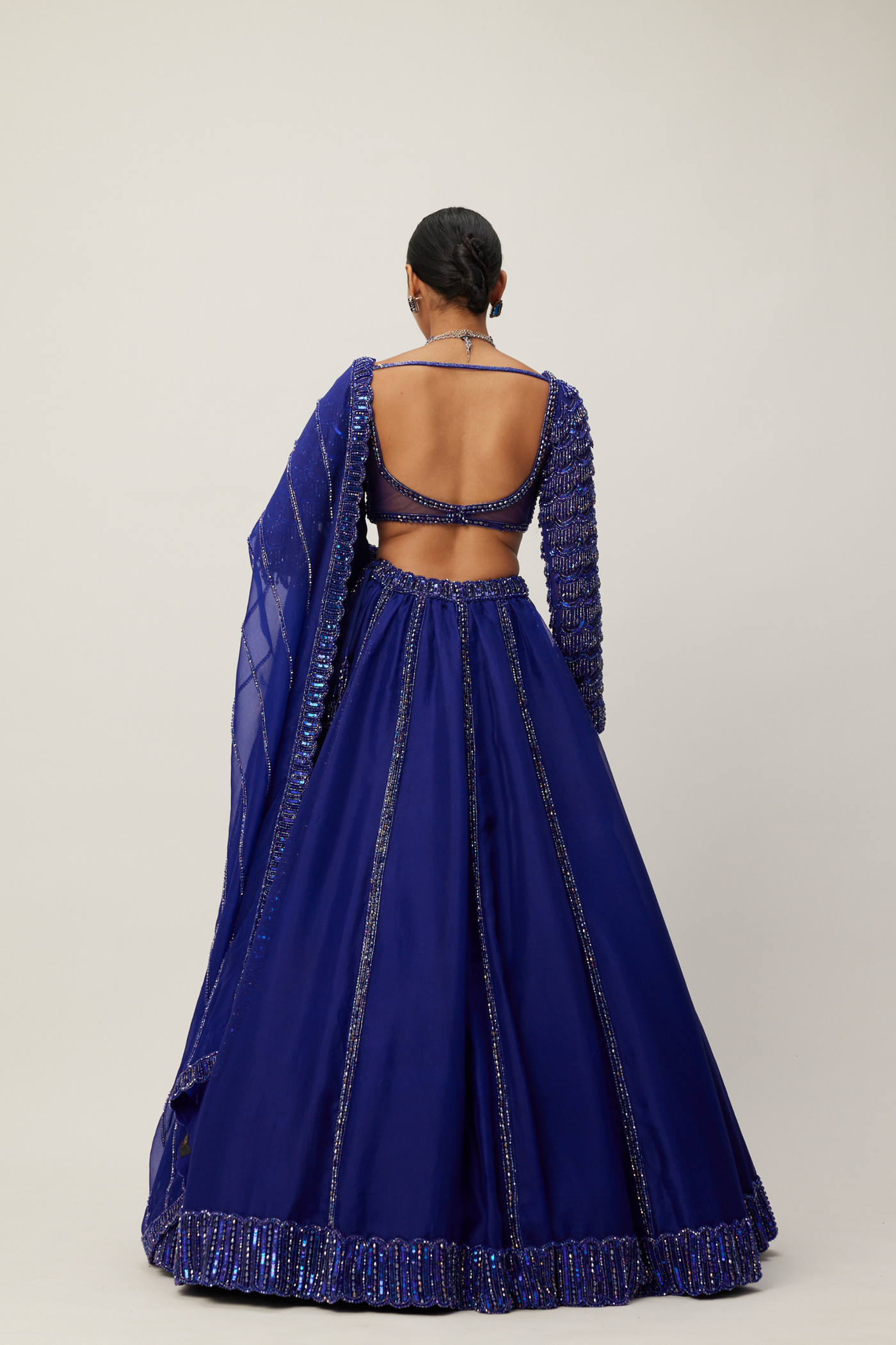 Cocktail Blue Organza Lehenga Set Melange Singapore Online Shopping Indian Designer Wear V Vani Vats