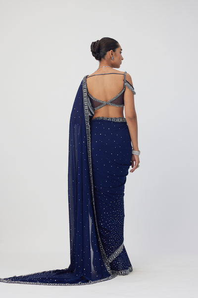 Deep Blue Sequins Embroidered Lehenga Set Melange Singapore Online Shopping Indian Designer Wear V Vani Vats