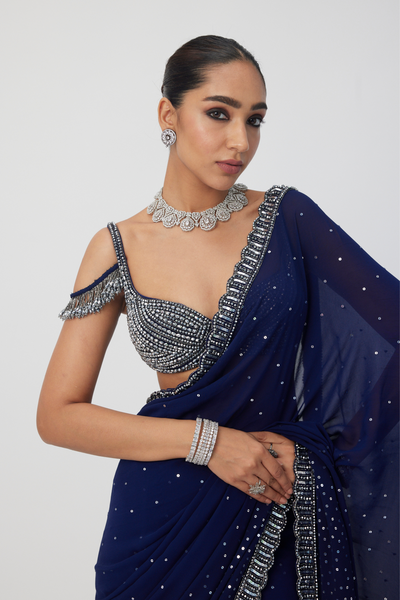 Deep Blue Sequins Embroidered Lehenga Set Melange Singapore Online Shopping Indian Designer Wear V Vani Vats