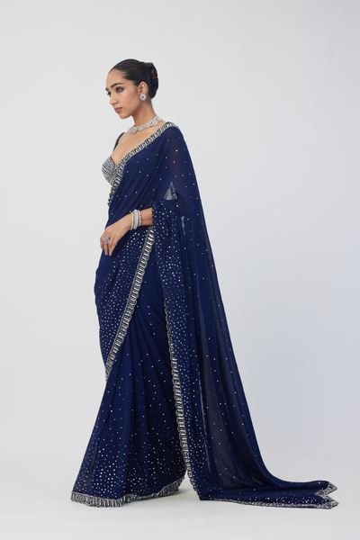 Deep Blue Sequins Embroidered Lehenga Set Melange Singapore Online Shopping Indian Designer Wear V Vani Vats