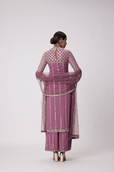 V Vani Vats Mud Mauve Straight Kurta Set indian designer wear online shopping melange singapore