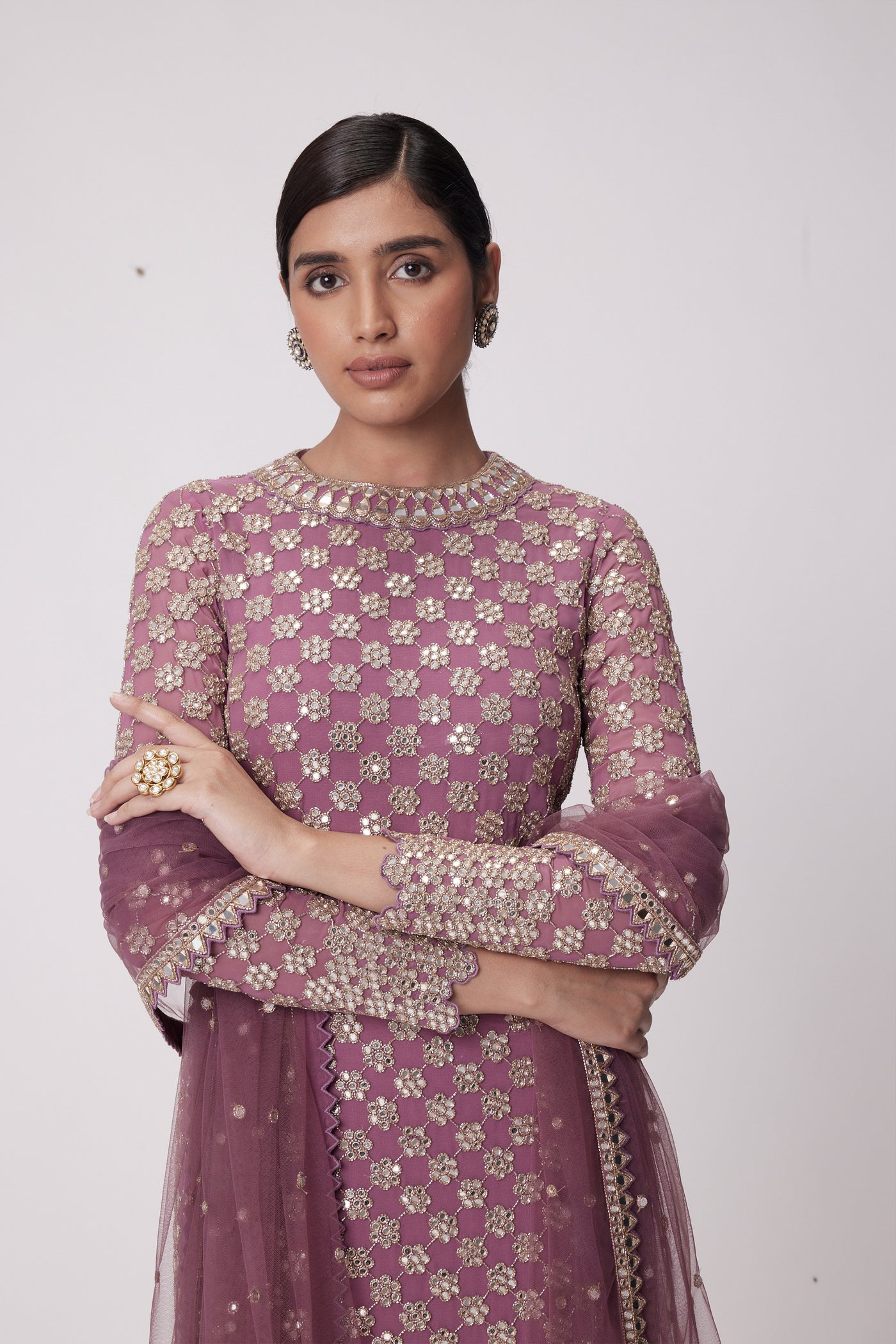 V Vani Vats Mud Mauve Straight Kurta Set indian designer wear online shopping melange singapore