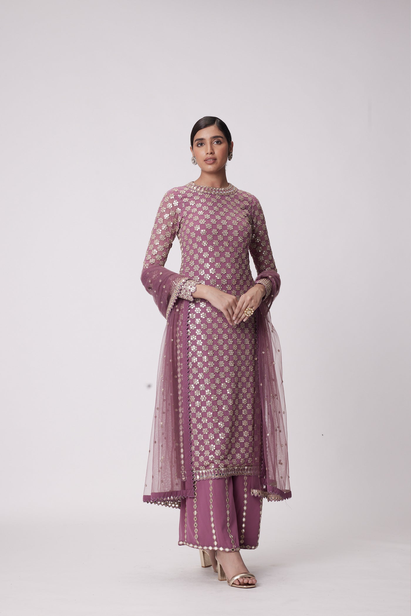 V Vani Vats Mud Mauve Straight Kurta Set indian designer wear online shopping melange singapore