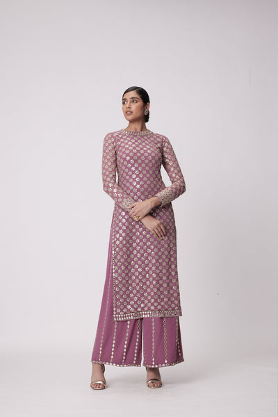 V Vani Vats Mud Mauve Straight Kurta Set indian designer wear online shopping melange singapore