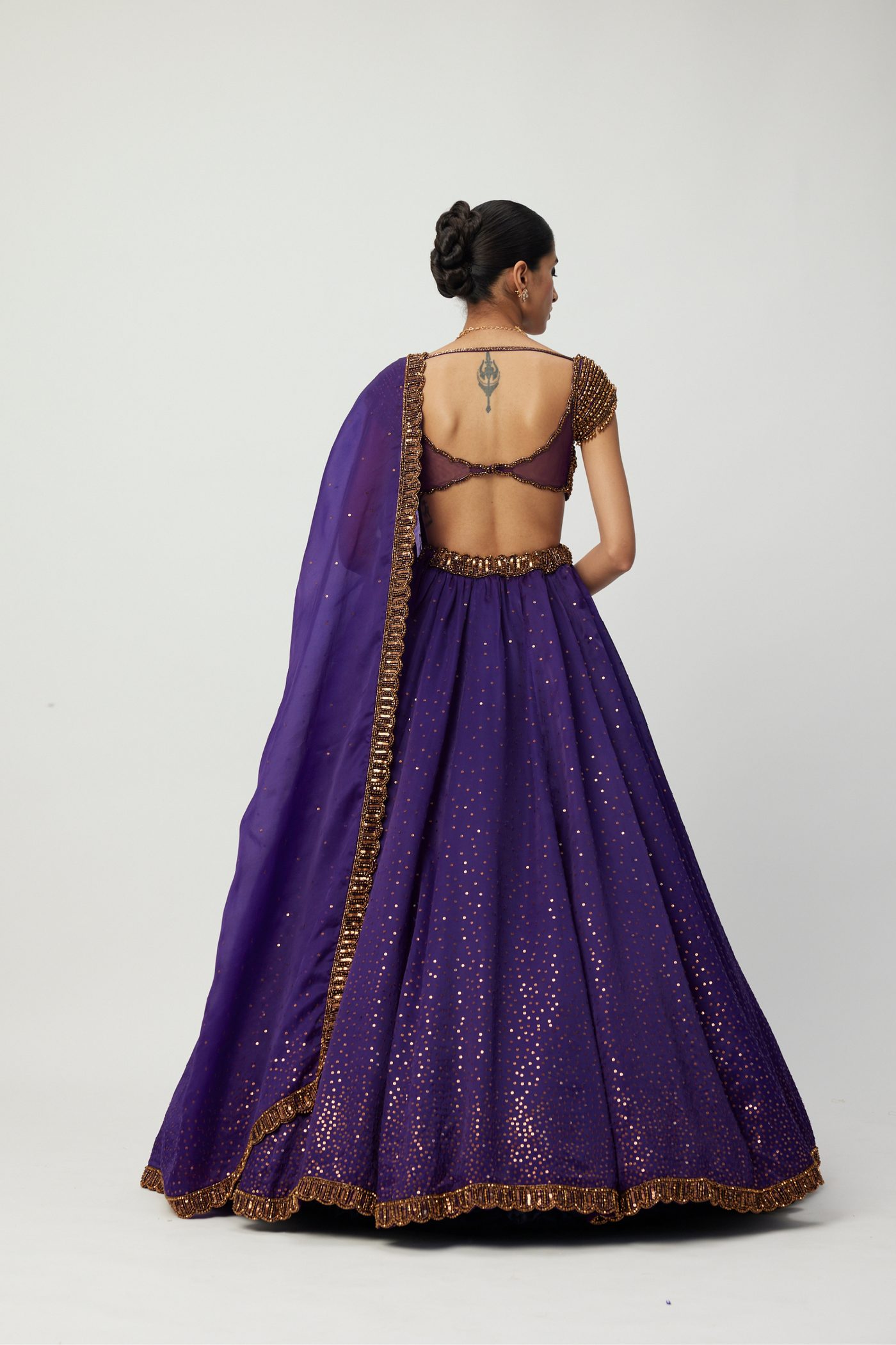 Royalty Purple Sequins Scattered Lehenga Set Melange Singapore Online Shopping Indian Designer Wear V Vani Vats