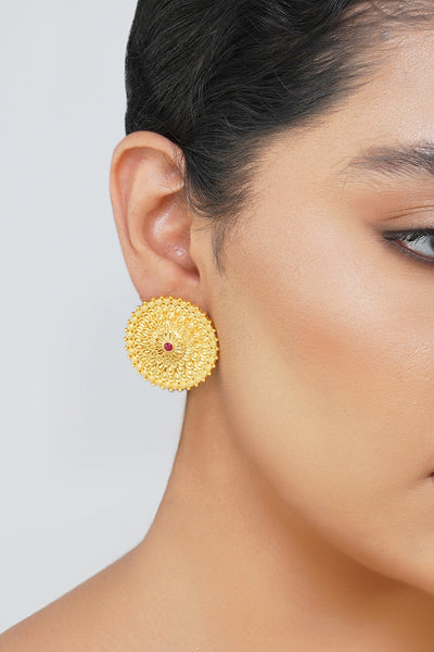 Zariin Antique Petals Floral Stud Earrings indian designer wear online shopping melange singapore