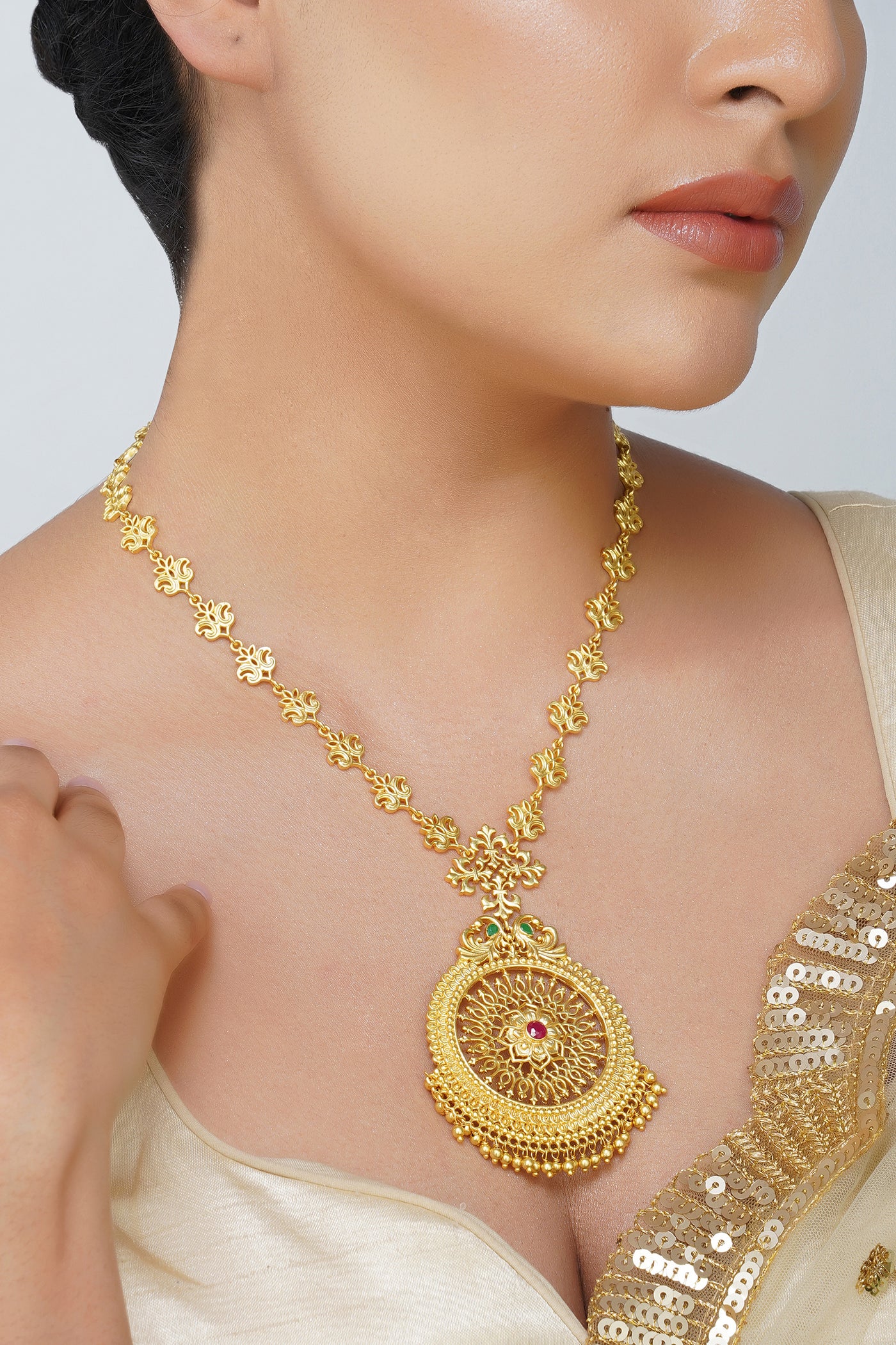 Zariin Chola Legacy Pendant Necklace indian designer wear online shopping melange singapore