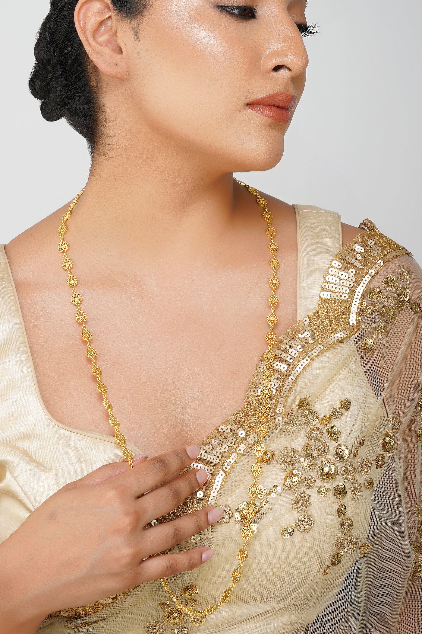 Zariin Imperial Notes Long Necklace indian designer wear online shopping melange singapore