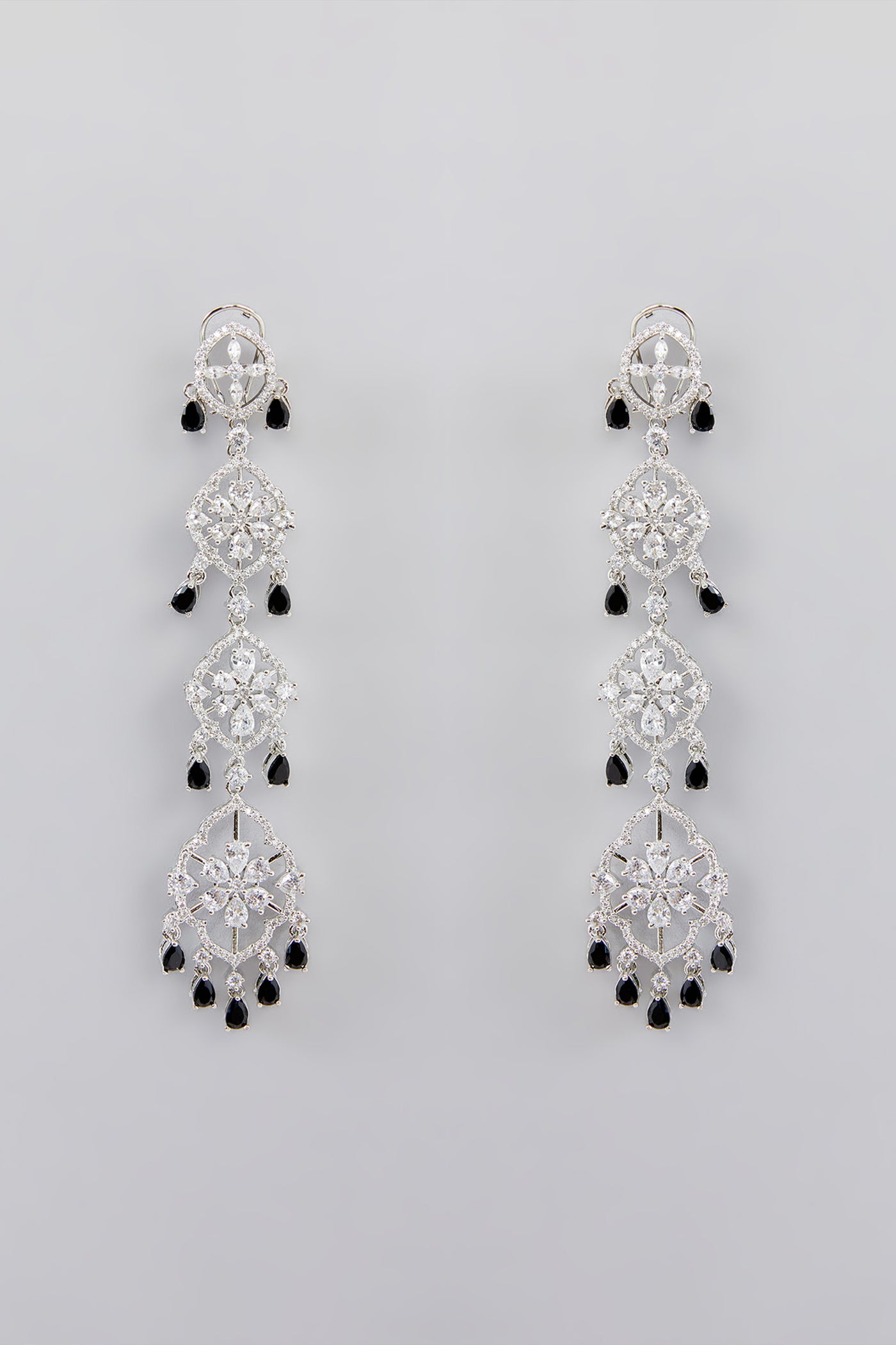 Zevar Black Long Diamond String Danglers indian designer wear online shopping melange singapore