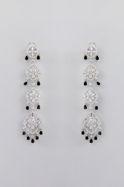 Zevar Black Long Diamond String Danglers indian designer wear online shopping melange singapore