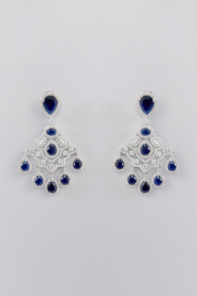 Zevar Blue Diamond Danglers indian designer wear online shopping melange singapore