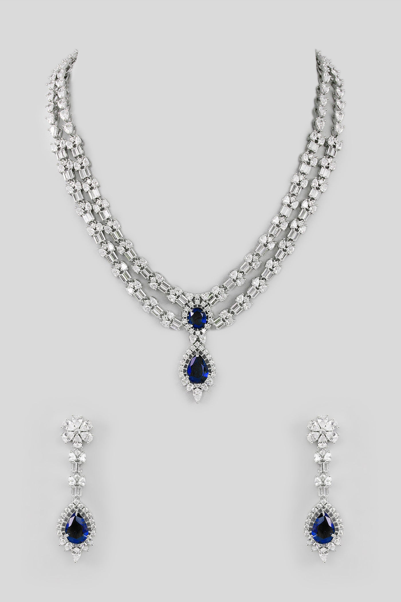 Zevar Blue Diamond Necklace Set indian designer wear online shopping melange singapore