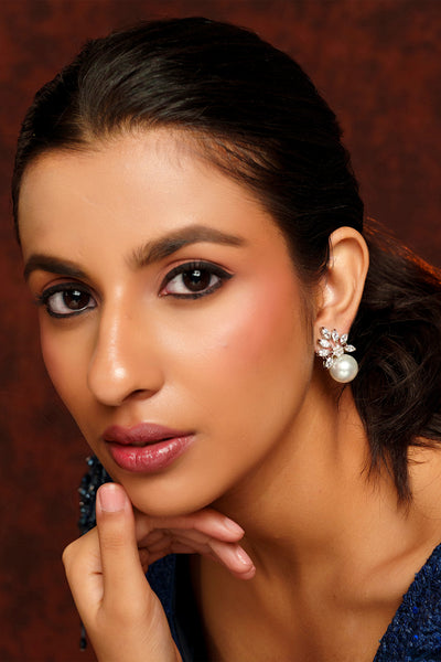 Zevar Classy Petit Pearl Stud Earrings indian designer wear online shopping melange singapore